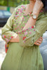 Green Mul Chanderi Floral Hand Embroidered Kurti Set
