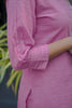 Pink Cotton Straight Cut Kurti Set with Thread Embroidery