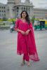 Hot Pink Mul Chanderi Zardosi Embroidered Kurti Set