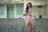 Light Pink Mul Chanderi Collared Dress with Embroidery
