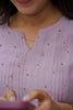 Lavender Mul Chanderi Kurti with Knot & Floral Embroidery