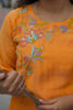 Orange Mul Chanderi Floral Embroidered Kurta Set with Pants