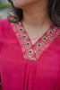 Red Mul Chanderi Zardosi Embroidered Kurti Set