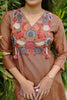 Brown Mul Silk Kurti with Floral Hand Embroidery