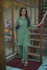 Olive Green Mul Chanderi Co-ord Set with Floral Pearl Embroidery