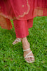 Red Mul Chanderi Suit Set with Pearl & Sequins Embroidery