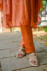 Rust Mul Chanderi Mukesh Work Suit Set with Dupatta & Pants
