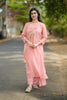 Peach Floral Embroidered Mul Chanderi Suit Set