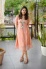 Peach Mul Chanderi Kurti with Kutch Embroidery & Lace Detailing
