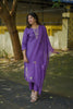 Purple Beads and Mirror Embroidered Dola Silk Suit Set