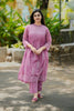 Purplish Pink Hand Block Printed Kota A-Line Kurti Set
