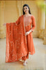 Rust Orange Gota Embroidered Cotton Suit Set