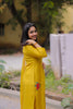 Yellow Mul Silk Suit Set with Thread Embroidery & Organza Dupatta