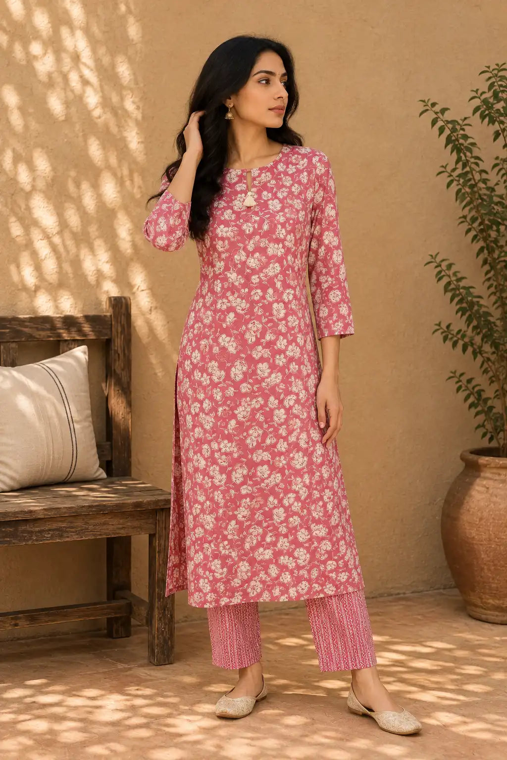 Digital Printed Cotton Kurta Set