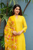 Yellow Printed Mul Chanderi Suit Set
