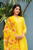Yellow Printed Mul Chanderi Suit Set