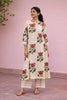 White Cotton Floral Printed Kurti Set