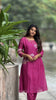 Pink Mul Chanderi Hand Embroidered Kurti Set with Mirror Work
