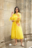 Yellow Embroidered Mul Chanderi Overcoat Dress