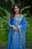 Blue Mul Chanderi Sequins Embroidered Suit Set with Banarasi Dupatta
