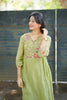 Green Mul Chanderi Floral Hand Embroidered Kurti Set