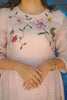 Beige A-Line Kurta Set with Floral Thread Embroidery