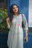 Grey Cotton Straight cut Kurti Set with Thread Embroidery