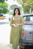 Green Mul Chanderi Floral Hand Embroidered Kurti Set