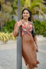 Brown Mul Silk Kurti with Floral Hand Embroidery