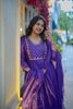 Purple Mul Chanderi Pearl & Sequins Embroidered Suit Set with Scalloped Dupatta