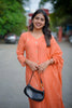 Rust Mul Chanderi Mukesh Work Suit Set with Dupatta & Pants