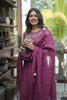 Wine Mul Chanderi Thread Embroidered Suit Set with Dupatta