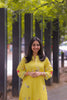 Yellow Mul Silk Thread Embroidered Kurti Set with Pants
