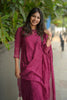 Wine A-Line Suit Set with Mukesh Work