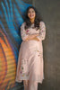 Beige A-Line Kurta Set with Floral Thread Embroidery