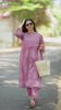 Purplish Pink Hand Block Printed Kota Doria A-Line Kurti Set