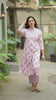 Purple Printed Cotton Kurti Set with Bead & Sequin Neckline Detailing
