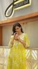 Yellow Floral Embroidered Cotton Kurti Set with Digital Print