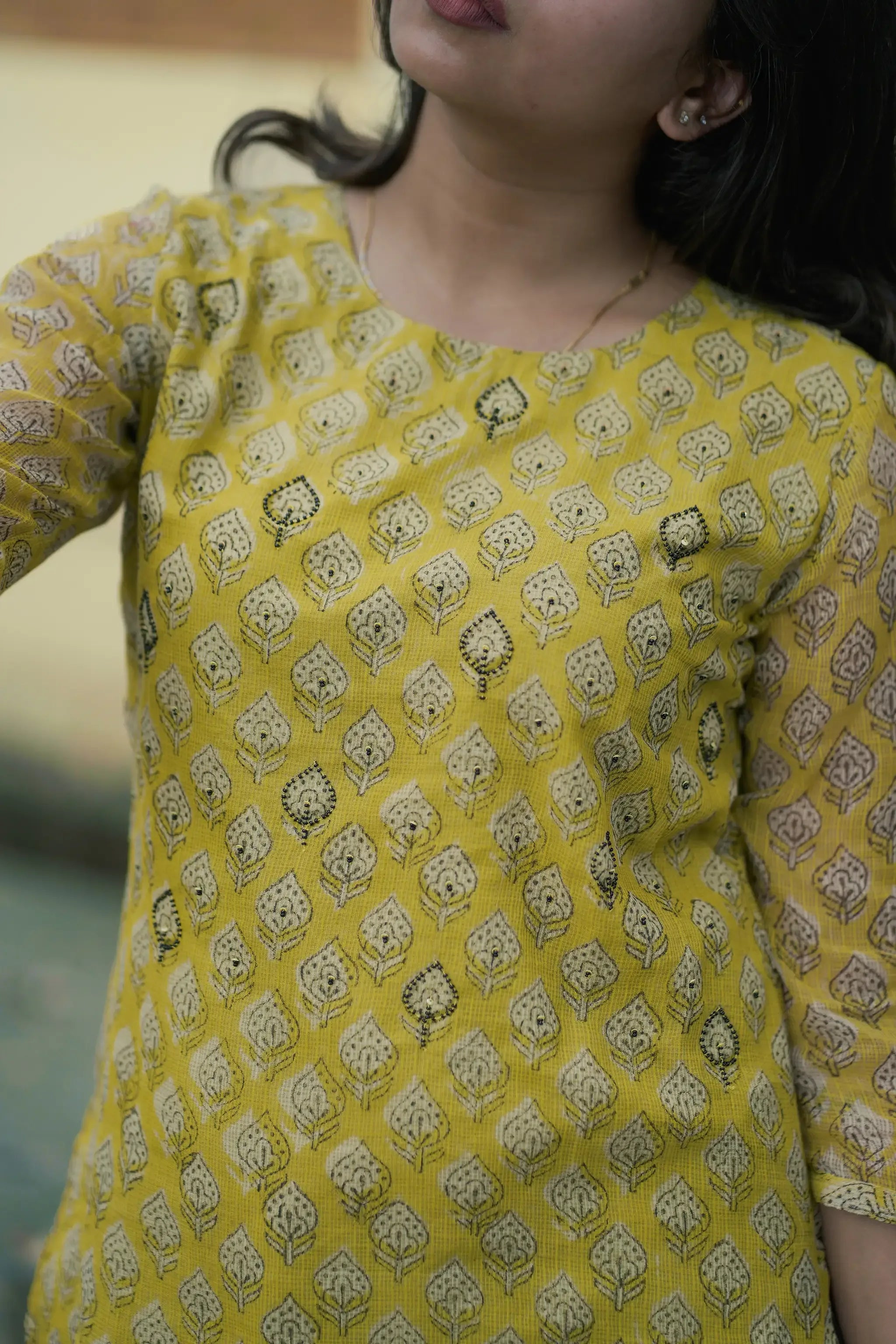 Yellow Kota Beads Embroidered Suit Set - Aarni Clothing - A Destination for Handpicked Ethnic Wear